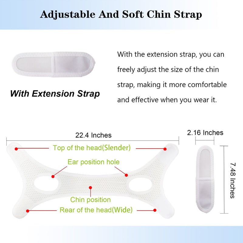 Forzacx Chin Strap for Cpap Users Anti Snoring Devices - Forzacx Breathable Cpap Chin Strap Snoring Solution, Soft Non-Stick Hair Snore Stopper, Elastic Easy to Wear - White - Image 4